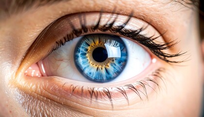 Fototapeta premium Close-up of a vibrant blue eye