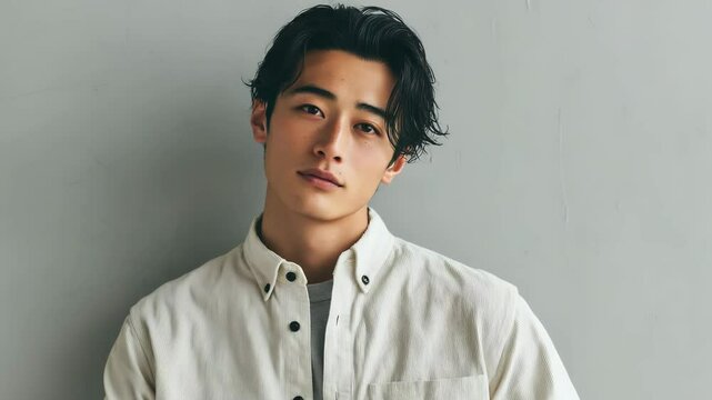 こちらを見るイケメンの若い男性