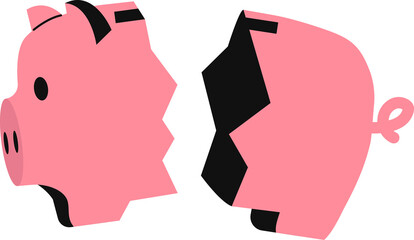 Illustration of a Broken Piggy Bank