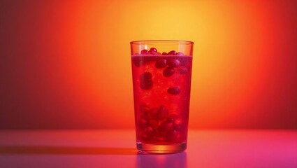 Red Pomegranate Drink Glass Orange Background beverage