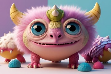 大きな角を持つ可愛いファンタジー生物