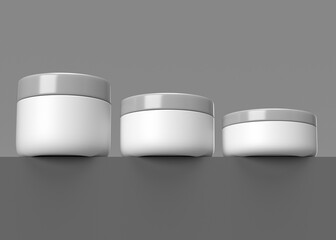 Three Cosmetic Jars Mockup of Skincare Product Packaging