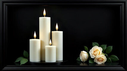 Frame with candles and flowers