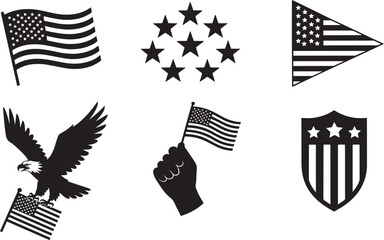 American flags eagle stars shield hand vector