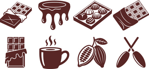 Chocolate bar dripping cocoa beans hot drink vector