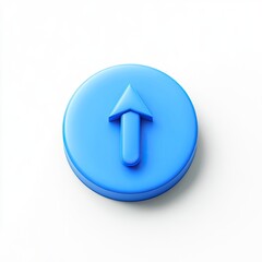 3D Blue Up Arrow Button, White Background.  Possible use UI element