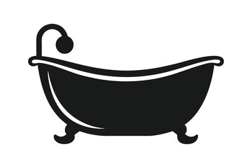 Bathtub black silhouette icon on white background