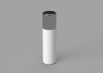 Sleek White and Silver Cosmetic Bottle Mockup on Gray Background