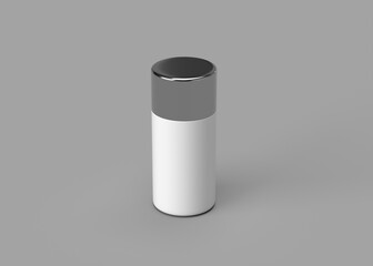 White Cylindrical Container with Silver Lid - Mockup for Product Design