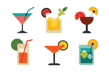 set of cocktails drink vector illustration on white background