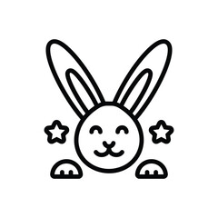 Black line icon for easter bunny
