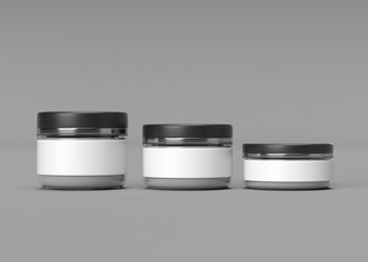 Three Glass Jars with Blank White Labels - Mockup for Product Presentation