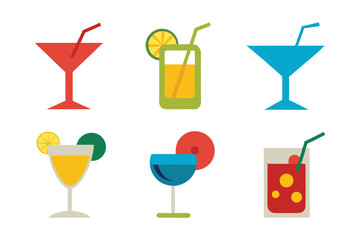 set of cocktails icon isolated on white background