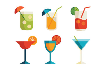 set of cocktails icon isolated on white background