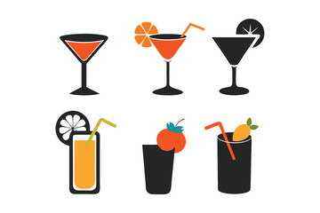 set of drinks icon isolated on white background
