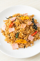 ham fried rice with herbs and spices