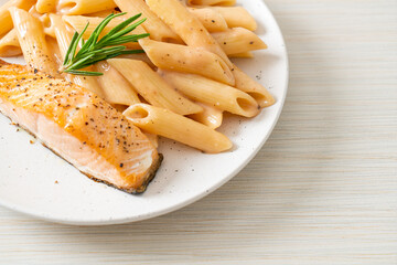 salmon with penne pasta cream sauce