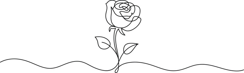 Romantic Single Line Rose Illustration: Minimalist Floral Art Design


