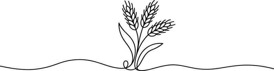 Obraz premium Minimalist Wheat Stalk Line Art: Nature's Harvest Simplicity