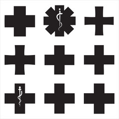 Obraz premium Collection of medical cross symbols and caduceus emblematic designs