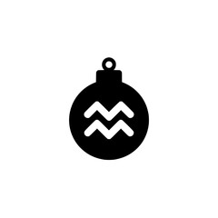Fototapeta premium Christmas Bauble Icon with Chevron Stripes and Hanging Cap in Bold Contrast