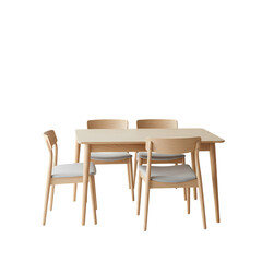 Fototapeta premium Modern Dining Set: Light Wood Table & Chairs