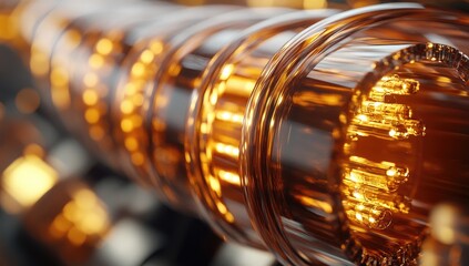 Golden tubes, glowing, technology, futuristic.  Possible use  background