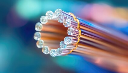 Fiber optic cable close-up, technological connection