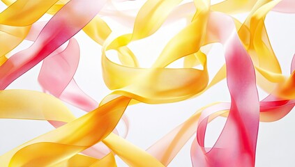 Colorful ribbons swirling on white background. Fashion design inspiration