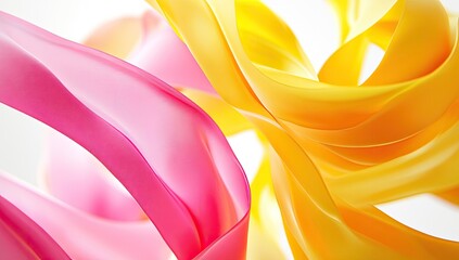 Abstract ribbons, swirling, bright colors, studio