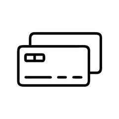 Minimalist Black and White Credit Card Icon &ndash; Line Art Payment Method Symbol Isolated on White Background for Business and Finance Use