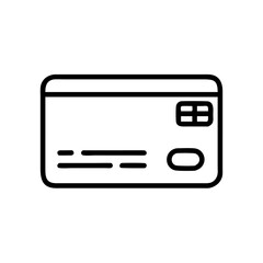 Minimalist Black and White Credit Card Icon – Line Art Payment Method Symbol Isolated on White Background for Business and Finance Use