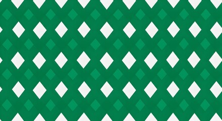 Classic Green and White Harlequin Diamond Pattern background 