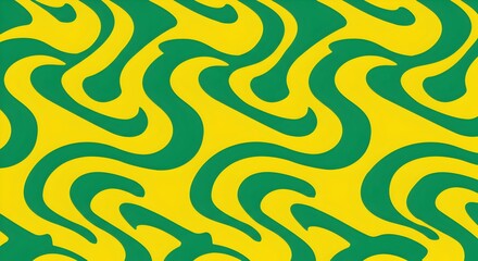 Bright Yellow and Green Wavy Line Pattern background 