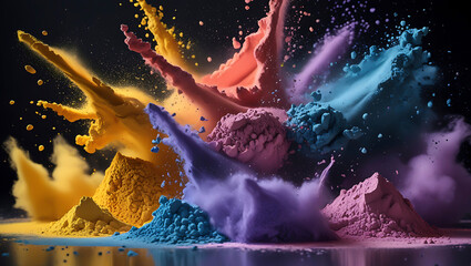 Colorful Powder Explosion, Vibrant Abstract Art