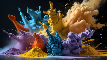 Colorful Powder Explosion, Vibrant Abstract Art