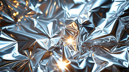 High Contrast Crumpled Aluminum Foil Texture, Abstract Metallic