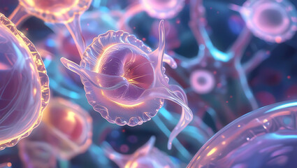 Ultramacro View of Abstract Microscopic Organisms, Cellular Biology