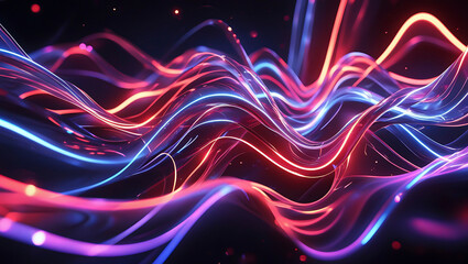 Luminous Neon Sound Waves, Abstract Digital Music Background