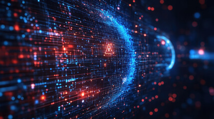 Obraz premium Abstract Digital Data Flow Visualization in Blue and Red Hues