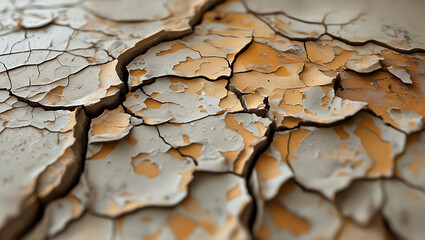Macro Closeup of Weathered Cracked Paint, Grunge Texture