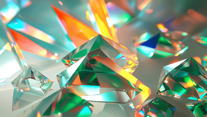 Abstract Refracted Light Through Clear Crystals, Prismatic Glow