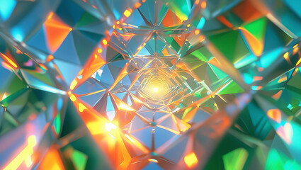 Abstract Refracted Light Through Clear Crystals, Prismatic Glow