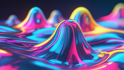 Vivid Iridescent Wax Blobs, Colorful Abstract Liquid Peaks