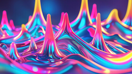 Vivid Iridescent Wax Blobs, Colorful Abstract Liquid Peaks