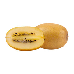 Whole and Sliced Golden Yellow Kiwi Fruit PNG