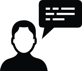 Black silhouette profile with speech bubble shape vector design illustration