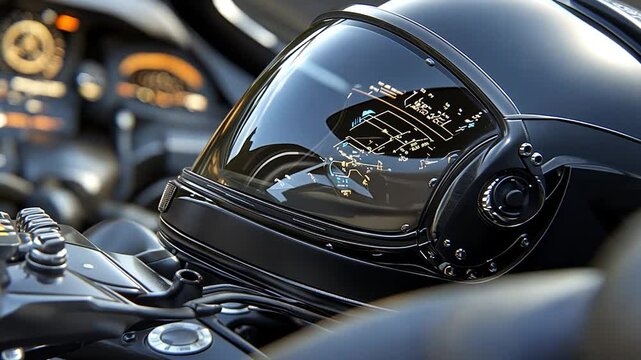 Futuristic motorcycle helmet with advanced visor