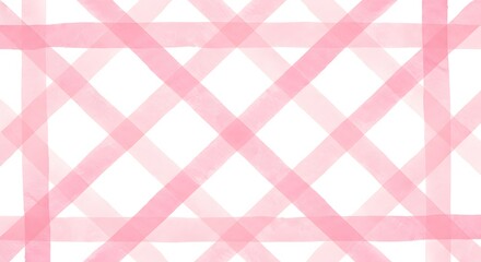 Pink Plaid Watercolor Pattern on White Background