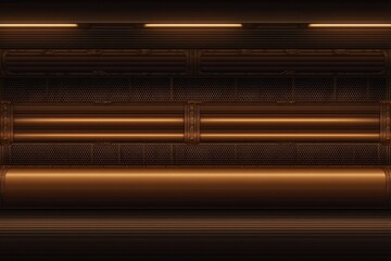 Futuristic interior with metallic and gridwork